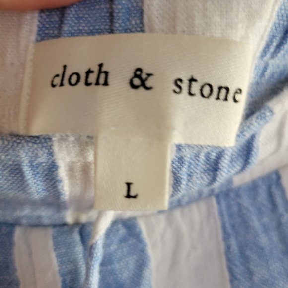 Cloth & Stone Womens Striped Linen Wide Leg Pants Beachy Vacation L - Picture 3 of 11